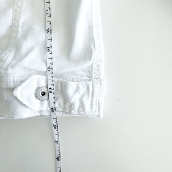 ZARA Womens Jean Jacket Cropped Button Distressed Denim White Medium - Picture 6 of 7
